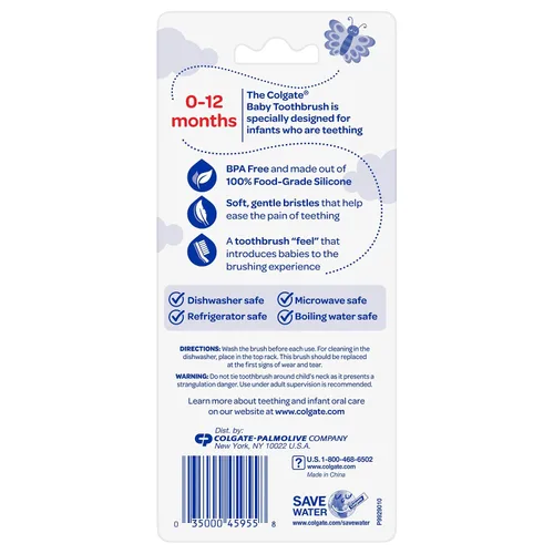 Vista 10 de Colgate Cepillo de dientes y mordedor para bebés, sin BPA, 1 unidad (paquete de 4)