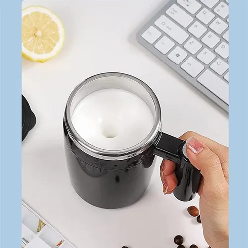 Vista 4 de Taza de café autoagitante (1, Barra de agitación) Electric auto mixing cup with lid. 304 stainless steel gift for men & women. Great for coffee