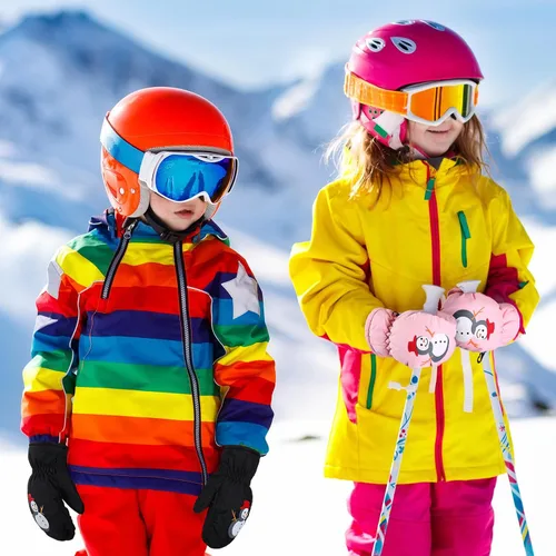 Vista 5 de Liitrsh 4 pares de guantes de nieve para niños, guantes de esquí cálidos de invierno para niños y niñas, guantes de nieve para clima frío para esquí