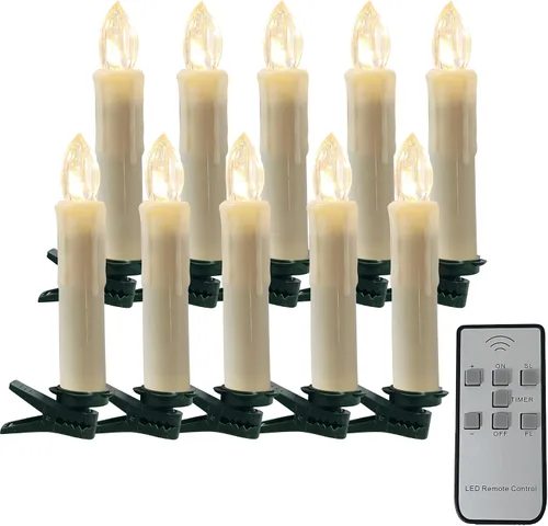 Vista 16 de Velas LED sin llama, 6 velas cónicas blancas con control remoto para decoración de bodas, 4 pulgadas