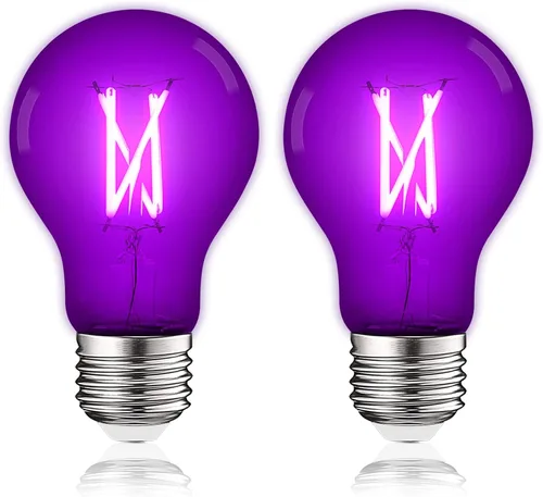 Vista 18 de LUXRITE Bombilla LED A19 Edison verde, 4.5 W (equivalente a 60 W), filamento de vidrio de color, certificación UL, base estándar E26