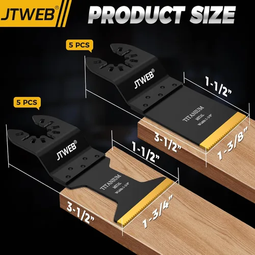 Vista 4 de JTWEB Cuchillas multiherramienta de titanio, 10 piezas de cuchillas oscilantes para uñas de metal suave, corte de plástico de madera, hojas