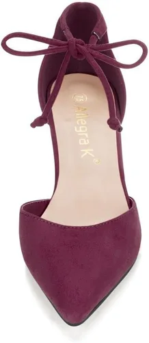 Vista 3 de Allegra K Zapatos de tacón de vestir con punta de lazo en el tobillo para mujer