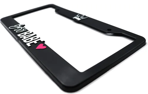 Vista 5 de Boss Babe - Marco de matrícula elevado 3D 1 paquete de cubierta para placa de automóvil Soporte universal para placa de automóvil negro de EE.