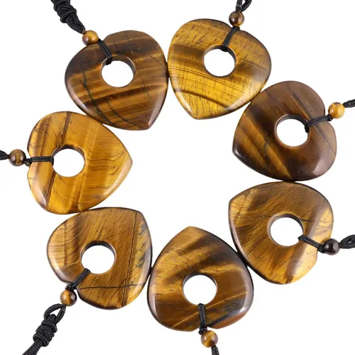 Vista 5 de TUMBEELLUWA Collar con colgante de piedra preciosa de corazón de cristal para hombre para mujer, colgante de piedra de cristal curativo natural