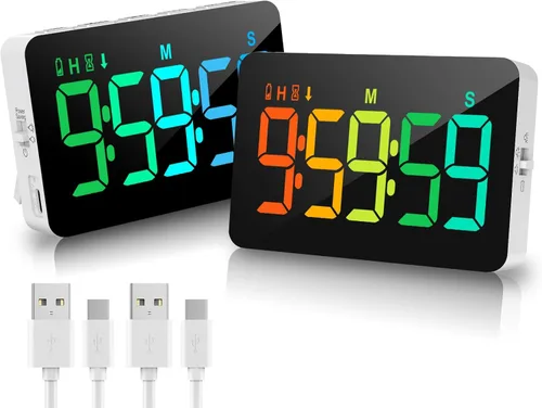 Vista 10 de Temporizador Digital Recargable de Cocina para Cocinar, Temporizadores Magnéticos con Cuenta Regresiva/Progresiva, Temporizador para Niños