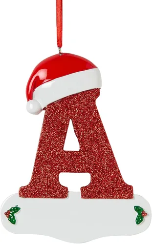 Vista 2 de Adornos de Navidad personalizados de 26 letras, mesa de decoración navideña para interiores (A)