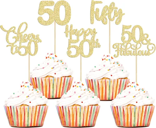 Vista 28 de Paquete de 30 adornos para cupcakes con purpurina de doble dígito para cumpleaños de 10 años, para cumpleaños, aniversario, fiesta, suministros