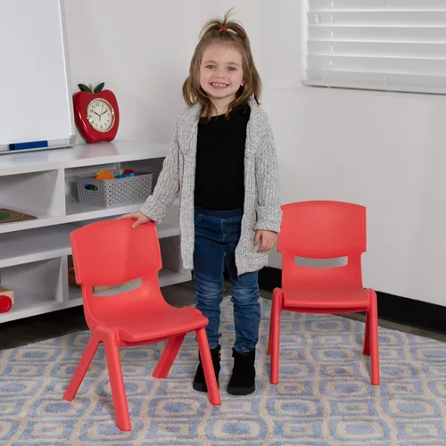 Vista 19 de Flash Furniture - Silla escolar apilable de plástico azul con altura de asiento de 10 1/2 pulgadas Construcción duradera, uso comercial