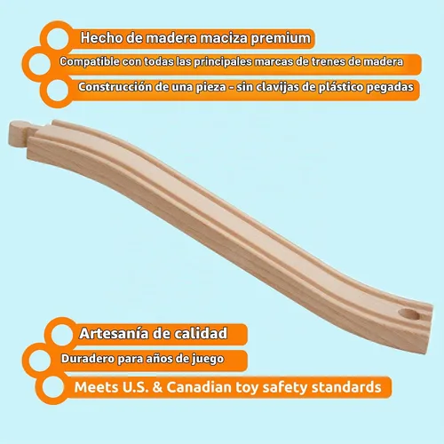 Vista 2 de ORBRIUM Tren de madera de alta calidad, paquete de 8 carriles de tren de madera, accesorios para tren de juguete, compatible con todos
