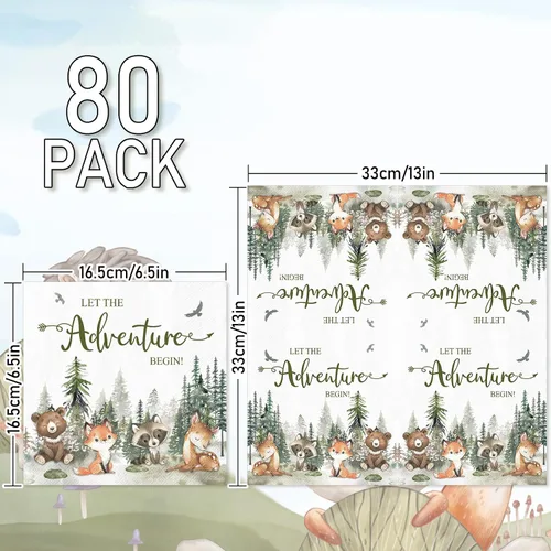 Vista 2 de JarThenaAMCS 80 servilletas de papel con texto en inglés «Let The Adventure Begin» (Let The Adventure Begin), servilletas de papel desechables