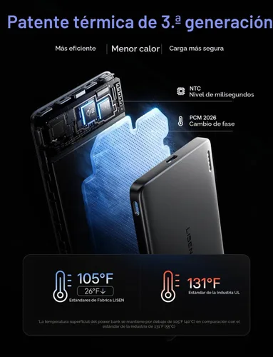 Vista 4 de Cargador portátil magnético para iPhone 18 [certificado Qi2] Magsafe Power Gris-oscuro