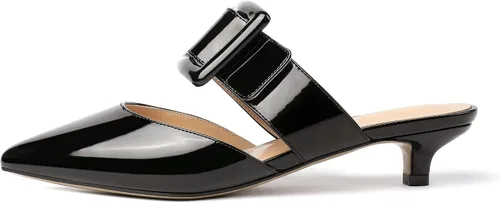 Vista 2 de Soireelady Zapatos de tacón bajo para mujer, zapatos de tacón bajo, sin espalda, punta baja, zapatos de vestir para uso diario