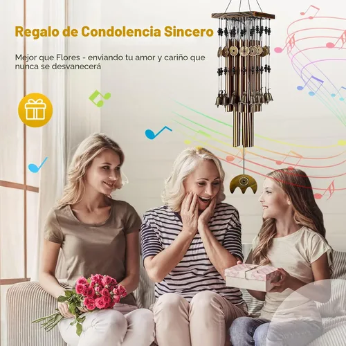 Vista 8 de campanilla de viento cobriza, 24 tubos de metal, llamador de ángeles