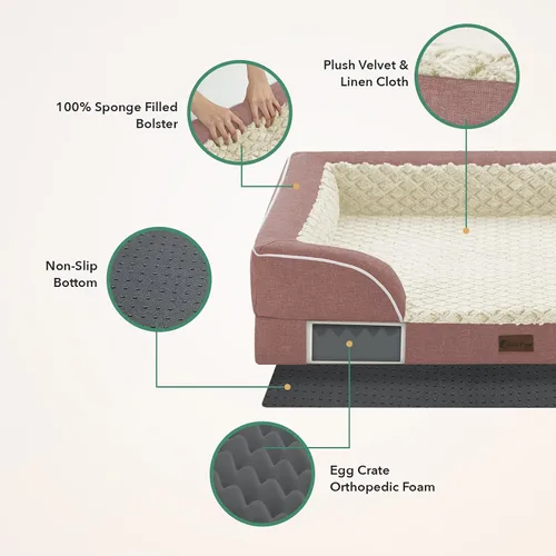 Vista 88 de Camas ortopédicas para perros grandes, cama de espuma viscoelástica impermeable para mascotas grandes con lados 89x56 cm, sofá para perros grandes
