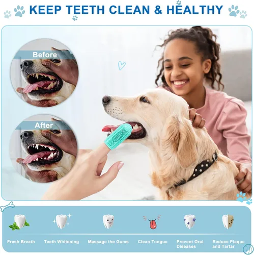 Vista 4 de Paquete de 8 cepillos de dientes para perros, kit de cepillado de dientes para perros, cepillo de dientes para limpieza de dientes y cuidado dental