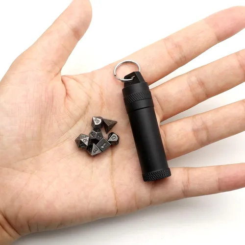 Vista 10 de Juego de Dados Haxtec Mini: Pequeño Juego de Dados Metálicos DND con Estuche para Dados Portátil Juego de Dados Metálicos Antiguos de Bronce