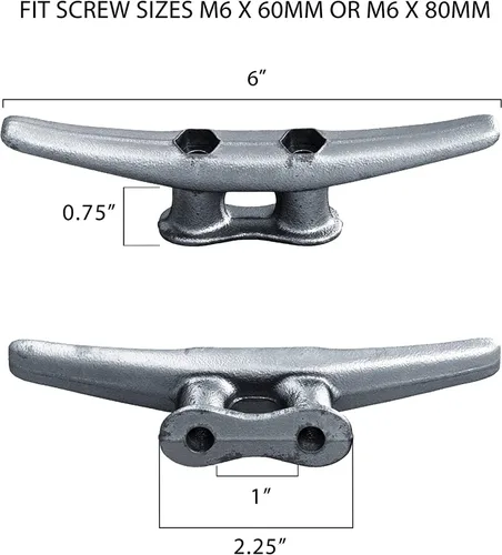 Vista 3 de Tacos de muelle de 6 ": hierro galvanizado en caliente fundido áspero: paquete de 4, 8, 16 (paquete de 16)