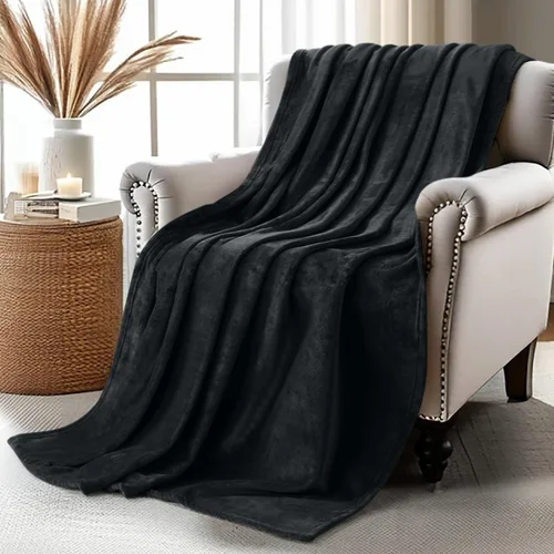 Vista 64 de Utopia Bedding Manta de forro polar negro, tamaño individual, ligera, mullida, suave, antiestática de microfibra (60 x 80 pulgadas)