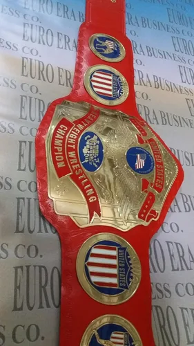 Vista 5 de Nueva réplica NWA United States Champion Belt Tamaño adulto, placas de metal y bolsa