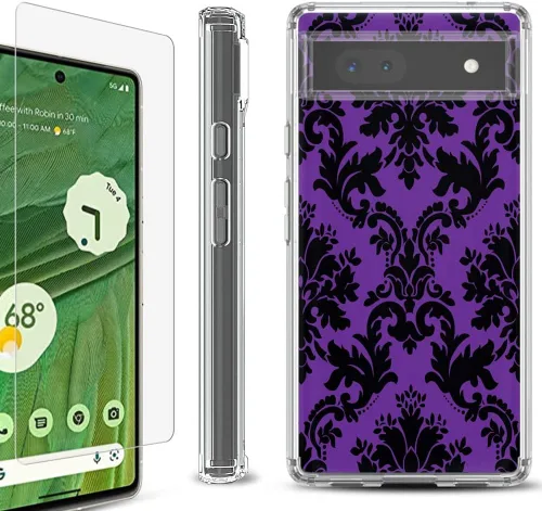 Vista 13 de Funda a prueba de golpes compatible con Google Pixel 6a, con protector de pantalla de vidrio templado, libro de composición