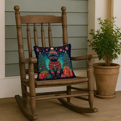 Vista 6 de Caroline's Treasures DAC1082PW1414 Affenpinscher - Almohada decorativa de tela navideña, lavable a máquina, para interiores y exteriores, para sofá