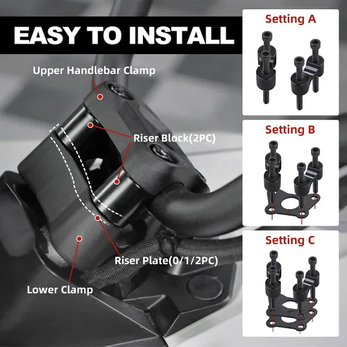 Vista 5 de Elevador de manillar para Can-Am Spyder F3 (todos los años)/RT (2020+), kit elevador de manillar de aluminio ajustable para accesorios Can-Am RT/F3