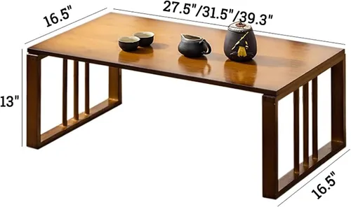 Vista 3 de HM&DX Mesa de centro plegable japonesa, mesa de té de granja, mesas bajas para sentarse en el suelo, mesas Kotatsu para comedor