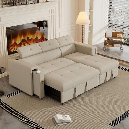 Vista 30 de Moderno sofá modular grande en forma de U, sofá cama convertible con diván reversible para sala de estar, asiento de almacenamiento, adecuado