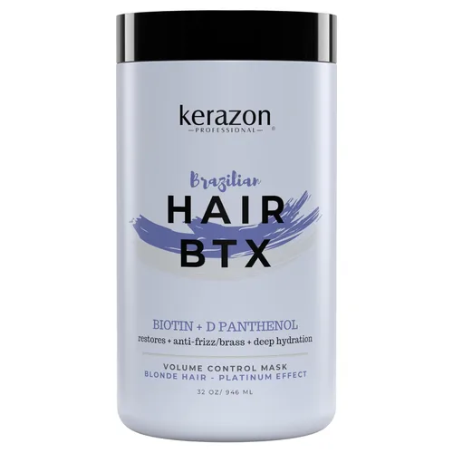 Vista 10 de KERAZON - Máscara de cabello brasileño rubio BTX con efecto platino y cabello plateado que proporciona suavidad, hidratación profunda, antilatón