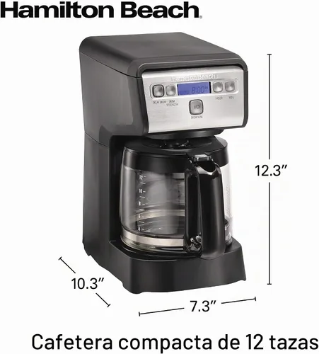 Vista 8 de Hamilton Beach Cafetera de goteo programable compacta de 12 tazas