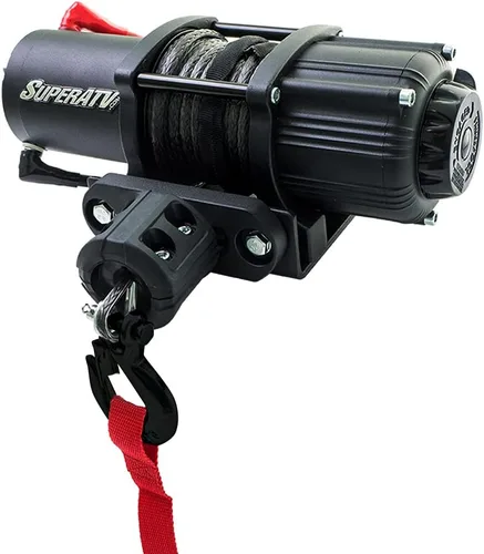 Vista 2 de SuperATV Cabrestante operativo negro de 2500 libras con placa de montaje de cabrestante para Can-Am Commander 1000R DPS/XT/XTP/MAX 1000R DPS/MAX