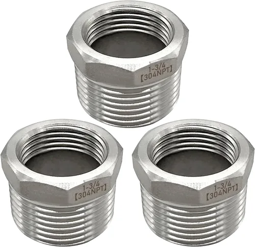 Vista 18 de Beduan - Buje reductor hexagonal de acero inoxidable, 1" macho NPT a 1/2" hembra NPT, accesorio adaptador para tubería de fundición reductor