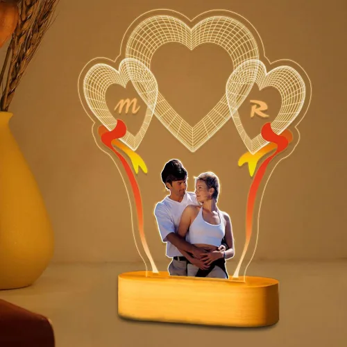 Vista 16 de Placa de acrílico con foto personalizada, regalos para aniversario, San Valentín, cumpleaños, luz nocturna LED personalizable, base de madera