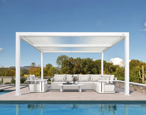 Vista 31 de PURPLE LEAF - Pérgola al aire libre con listones 10 x 12 pies de aluminio blanco con toldo rígido moderno y ajustable para patio, jardín