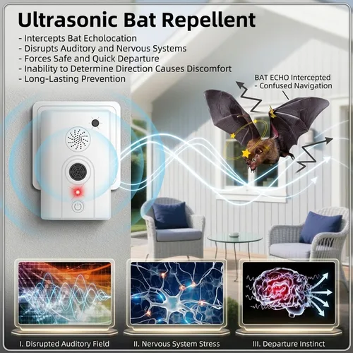 Vista 3 de Ultrasonic Bat Repellent, Plug in Bat Deterrent for Attics, 4 Pack