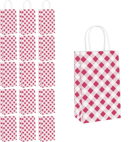 Vista 10 de ECOHOLA Bolsa de papel de 4 colores, 16 bolsas de regalo pequeñas, bolsa de regalo envuelta con asas para cumpleaños, baby showers, manualidades