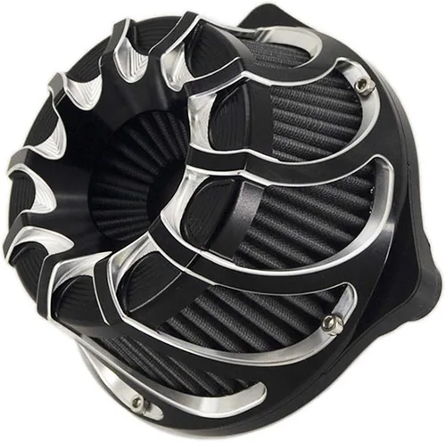 Vista 3 de Limpiador de motocicleta Harley Filtro de aire CNC corte admisión cromo negro kit para Sportster XL 883 XL 1200 2007-2018 (cromo y negro, ajuste - A)