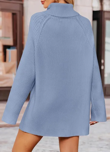 Vista 4 de ZESICA Women's 2024 Winter Sweaters Oversized Turtleneck Long Sleeve Chunky Knitted Pullover Sweater Jumper Tops