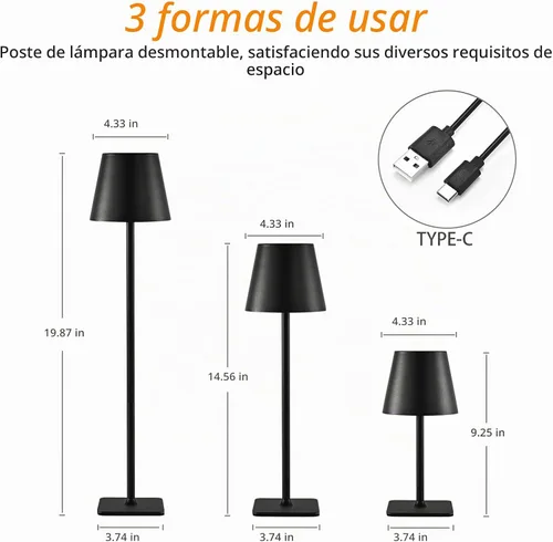 Vista 6 de Paquete de 2 lámparas de mesa inalámbricas recargables