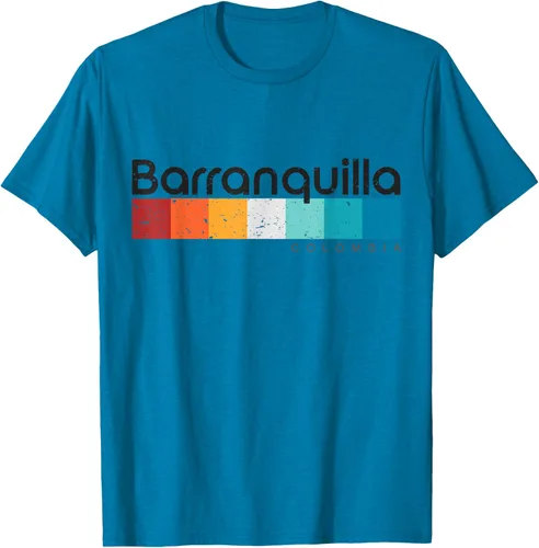 Vista 7 de Barranquilla Colombia - Camiseta de diseño vintage de estilo retro, Blanco, S
