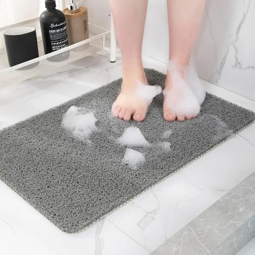 Vista 9 de Hargiis - Tapete antideslizante de secado rápido para tina y ducha, tapete exfoliante para pies, para baño, cocina u hotel, beige, 24 x 16 pulgadas