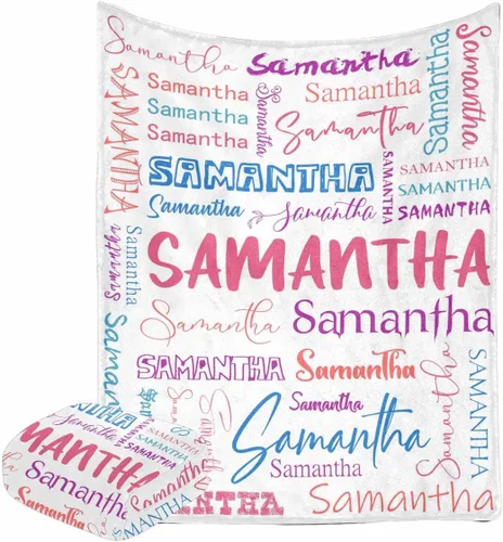 Vista 19 de Manta personalizada con nombre con fuente diferente y colorida para niños, mujeres y hombres, divertida decoración personalizada para el hogar, cama