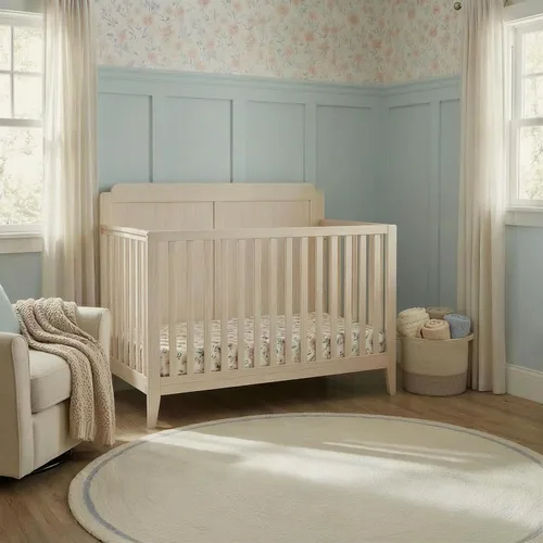 Vista 2 de Little Seeds Cuna convertible 6 en 1 Sprig, Whitewash Natural Blanqueado Natural