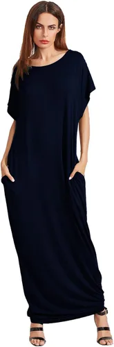 Vista 11 de Verdusa Vestido largo holgado de manga corta con bolsillos para mujer #1 Negro
