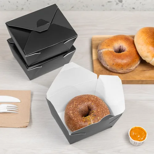 Vista 7 de Karat Paper to Go Boxes [30 oz - 450 ct] Resistente a fugas, microondas, resistentes a la grasa y apilables, color negro