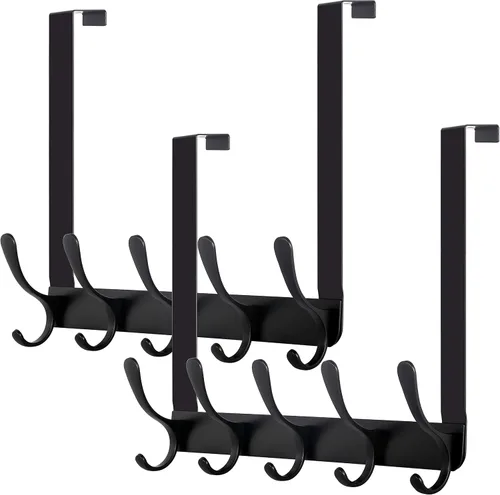 Vista 12 de WEBI Ganchos para colgar sobre la puerta, colgador de puerta, toallero sobre la puerta, perchero, toallero para abrigos, ropa, baño, color negro