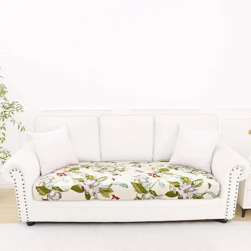 Vista 64 de Smiry Fundas de cojín de sofá estampadas, fundas elásticas suaves para sofá, fundas de sofá lavables antideslizantes, protector de muebles para Beige