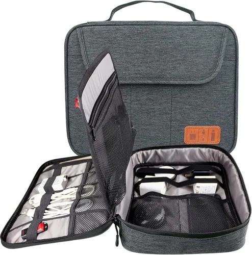 Vista 6 de Multi-Layer Electronic Organizer Bag with Tablet Pocket Portable Cable Storage Pouch for Travel Impact and Dust Resistant Digital Accessories Case