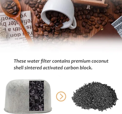 Vista 4 de 12 paquetes de filtros de agua de carbón de repuesto para todas las máquinas de café Cuisinart, eliminan el cloro, los olores y otras impurezas